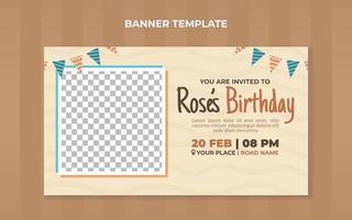 Einladungsbanner-Vorlage für Geburtstagsfeiern. geeignet für Geburtstagsfeier und Jubiläumsveranstaltung vektor