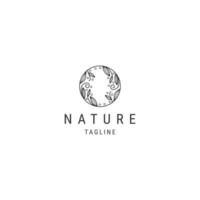 natur blomma linje logotyp ikon design mall platt vektor illustration