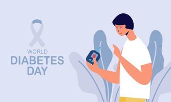 värld diabetes dag bakgrund, blod glukos testning meter och insulin produktion begrepp vektor