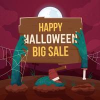Halloween-Verkaufshintergrund mit Zombiehänden vektor