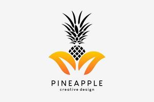 ananas logotyp design, ananas ikon kombinerad med blad ikon i en kreativ begrepp vektor