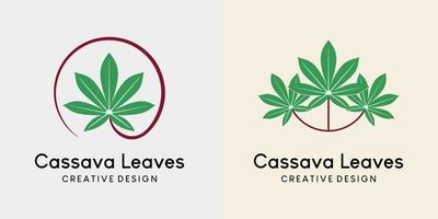 Cassava-Blatt-Logo-Design in einem minimalistischen und einfachen kreativen Konzept vektor