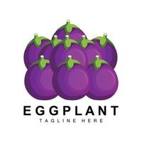 äggplanta logotyp design, grönsaker illustration lila vegetabiliska plantage vektor, produkt varumärke ikon mall vektor