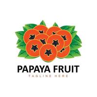 papaya logotyp design, vitamin frukt vektor, frukt produkt varumärke illustration ikon vektor