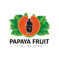 Papaya-Logo-Design, Vitamin-Frucht-Vektor, Symbol für Fruchtprodukt-Markenillustration vektor