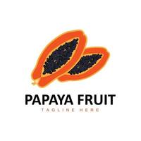 Papaya-Logo-Design, Vitamin-Frucht-Vektor, Symbol für Fruchtprodukt-Markenillustration vektor