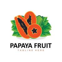 Papaya-Logo-Design, Vitamin-Frucht-Vektor, Symbol für Fruchtprodukt-Markenillustration vektor