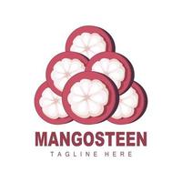 mangostan logotyp design, färsk frukt vektor för hud hälsa, frukt affär varumärke illustration och naturlig hud medicin