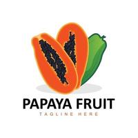 Papaya-Logo-Design, Vitamin-Frucht-Vektor, Symbol für Fruchtprodukt-Markenillustration vektor