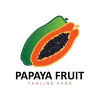 papaya logotyp design, vitamin frukt vektor, frukt produkt varumärke illustration ikon vektor