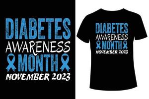 diabetes medvetenhet månad november 2023 diabetes medvetenhet t-shirt design vektor mall