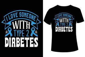 jag kärlek någon med typ 2 diabetes medvetenhet t-shirt design vektor mall
