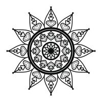 Schwarzes Mandala, dekorativer Luxus-Mandala-Designhintergrund, Mandala-Design, Mandala-Muster-Malbuchkunst-Tapetendesign, Fliesenmuster, Grußkarte, Schwarz-Weiß-Mandala vektor