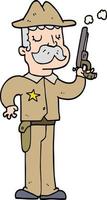 Gekritzelcharakter-Cartoon-Sheriff vektor