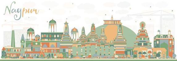 abstrakte Skyline von Nagpur mit farbigen Gebäuden. vektor
