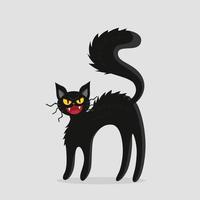 schwarze wütende katze im cartoon-stil. vektorillustration für halloween. vektor