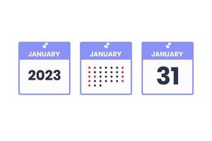 31. Januar Kalender-Design-Ikone. Kalenderplan 2023, Termin, wichtiges Datumskonzept vektor