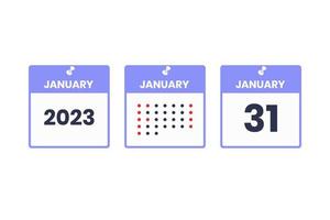 januari 31 kalender design ikon. 2023 kalender schema, utnämning, Viktig datum begrepp vektor