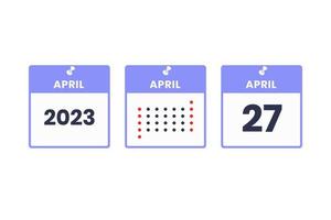 27. April Kalender-Design-Ikone. Kalenderplan 2023, Termin, wichtiges Datumskonzept vektor