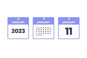 januari 11 kalender design ikon. 2023 kalender schema, utnämning, Viktig datum begrepp vektor