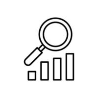 enkel vektor isolerat piktogram dragen med svart tunn linje. redigerbar stroke för webb webbplatser, annonser, butiker, butiker. vektor linje ikon av förstorande glas över framsteg bar