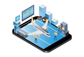 isometrisk smart flygplats systemet, lämplig för diagram, infografik, illustration, och Övrig grafisk relaterad tillgångar vektor