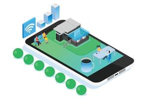 modern isometrisk smart uppkopplad Kafé bokning, lämplig för diagram, infografik, illustration, och Övrig grafisk relaterad tillgångar vektor