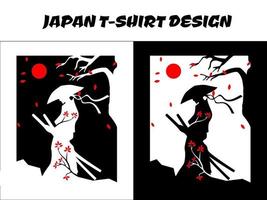 männlicher Samurai, Silhouette japanischer Samurai-Vektor für Design-T-Shirt-Konzept, Silhouette Samurai, japanisches T-Shirt-Design, Samurai-Vektorillustration, Ronin vektor