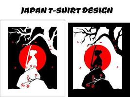 kvinna samuraj, japansk t-shirt design, samuraj vektor illustration, silhuett för en japansk tema, silhuett japan samuraj vektor för design t skjorta begrepp