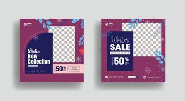 Winterschlussverkauf Social Media Post Banner und Website Bannerwerbung oder quadratisches Flyer Template Design vektor