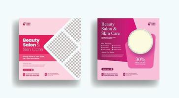 Beauty-Spa-Salon Social-Media-Post-Banner oder quadratisches Flyer-Vorlagendesign vektor