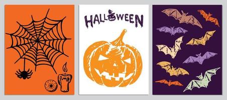 halloween symboler handritade illustrationer vektor