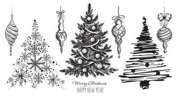 weihnachtsbaum, handgezeichneter stil, vektorillustration vektor