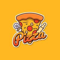 stück pizza logo cartoon illustration vektor