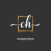 ch Anfangshandschrift und Signatur-Logo-Design mit Kreis. schönes design handgeschriebenes logo für mode, team, hochzeit, luxuslogo. vektor