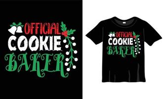 offizielle Keksbäcker-Weihnachtst-shirt-Designvorlage für Weihnachtsfeier. Grußkarten, T-Shirts, Tassen und Geschenke. für Damen-, Herren- und Babybekleidung vektor