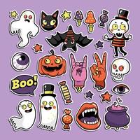 Halloween-Set von Patches im Cartoon-Comic-Stil. vektor