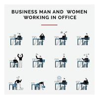 företag man och kvinnor arbetssätt i kontor vektor