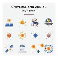 universum och zodiaken ikon packa vektor