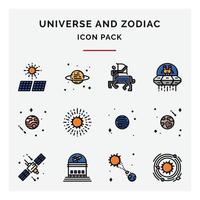 Universum und Sternzeichen-Icon-Pack vektor