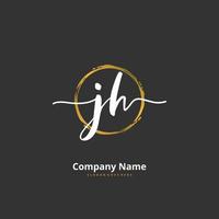 jh Anfangshandschrift und Signatur-Logo-Design mit Kreis. schönes design handgeschriebenes logo für mode, team, hochzeit, luxuslogo. vektor