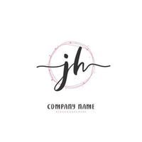 jh Anfangshandschrift und Signatur-Logo-Design mit Kreis. schönes design handgeschriebenes logo für mode, team, hochzeit, luxuslogo. vektor