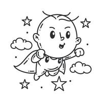 söt bebis pojke är flygande till vara en superhjälte vektor