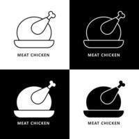 kött kyckling tecknad serie logotyp ikon. kyckling snabbmat symbol illustration vektor