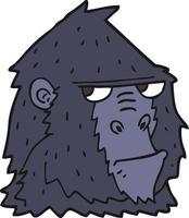 Doodle-Charakter-Cartoon-Gorilla vektor