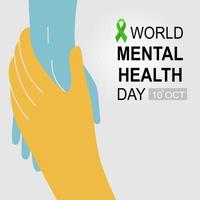 Banner zum Welttag der psychischen Gesundheit, zwei Hände, die zusammenhalten, um Hilfezeichen zu geben. Design für Banner und Poster. flache vektorillustration. vektor