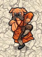 süße mops shaolin kampfillustration vektor