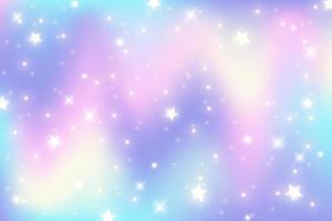 abstrakter wellenförmiger Hintergrund. holographischer Flüssigkeitsgradient mit Sternen und Sparcles. dynamischer Regenbogenfolienhintergrund. vektorpastell schillernde illustration. vektor