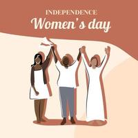 Tag der Unabhängigkeitsfrau. Frauen halten sich an den Händen. Mädchen in weißen Kleidern. grußkarte, poster, banner im flachen stil. vektor