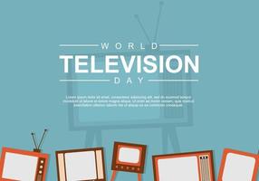 Weltfernsehtag Hintergrund mit fünf großen Vintage-Fernsehern. vektor